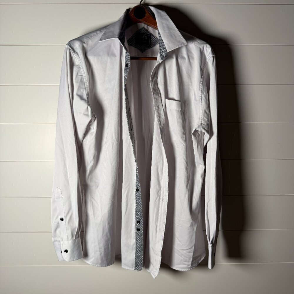 Flex Dress Shirt Mens XL Light Gray Long Sleeve Button Down
